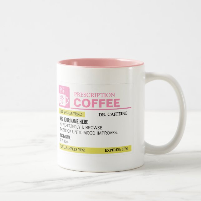 2 Couleurs Tasse de café drôle de prescription (Droit)