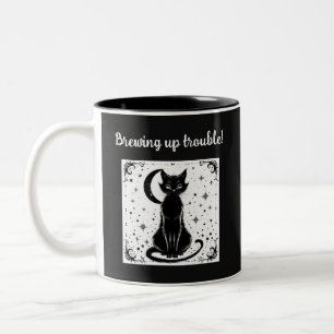 2 Couleurs Tasse de café Halloween Black Cat Faisant Bouillon