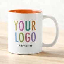 Tasse de café intérieure orange Logo et nom de l'e