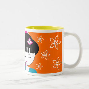 2 Couleurs Tasse de café japonaise moderne de fille de geisha