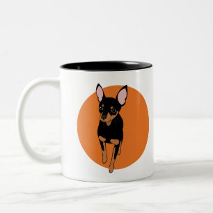 2 Couleurs Tasse de café noire de chien de Pinscher miniatur