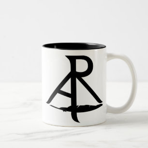 2 Couleurs Tasse de café oblique de logo d'auteur oblique de