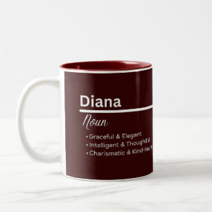 2 Couleurs Tasse de café personnalisée au nom de Diana