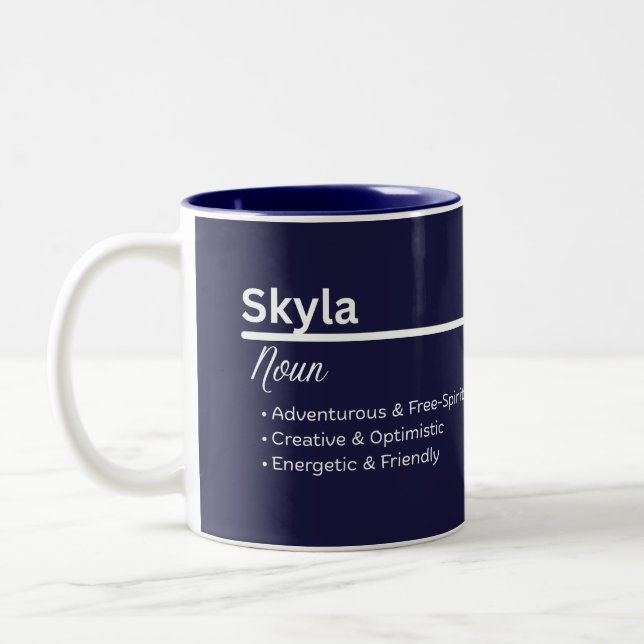 2 Couleurs Tasse de café personnalisée au nom Skyla (Gauche)