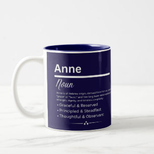 2 Couleurs Tasse de café personnalisée avec le prénom Anne et
