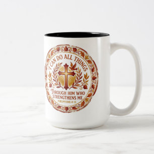 2 Couleurs Tasse de café Philippiens 4:13 Verset de la Bible 