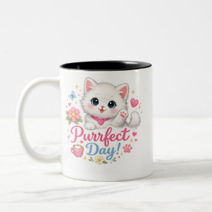 2 Couleurs Tasse de café pour chat mignon jour parfait