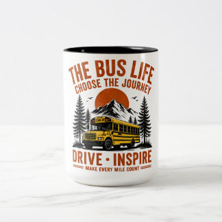 2 Couleurs Tasse de café rétro The Bus Life Mountain - Choisi