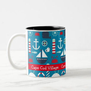 2 Couleurs Tasse de café souvenir avec symboles nautiques per