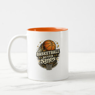 2 Couleurs Tasse de café sur le sport Basket-ball ne s'arrête