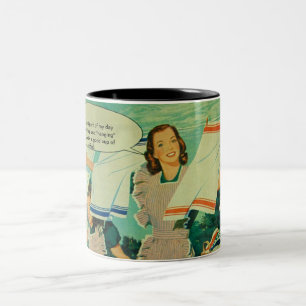 2 Couleurs tasse de café vintage drôle d'art des années 19