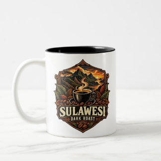2 Couleurs Tasse de café vintage Sulawesi foncé torréfié Indo