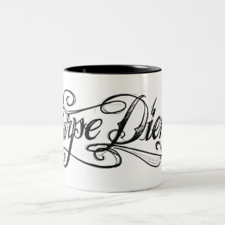 2 Couleurs TASSE de Carpe Diem de manuscrit