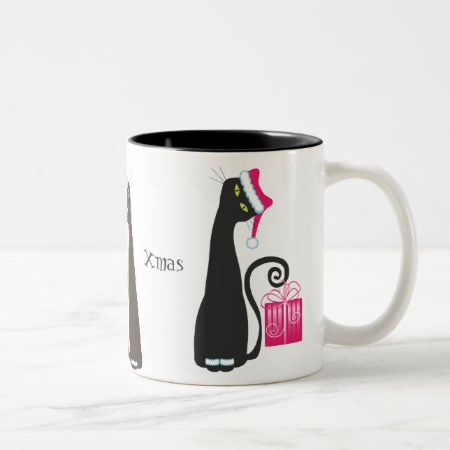2 Couleurs Tasse de chat de Père Noël (Droit)