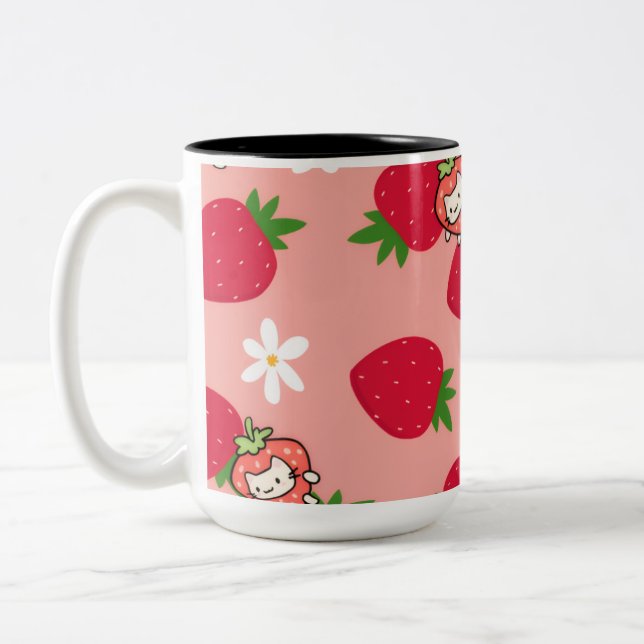 2 Couleurs tasse de chat fraise (Gauche)