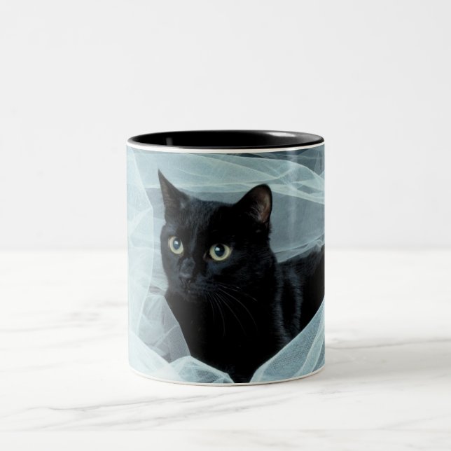 2 Couleurs Tasse de chat noir (Centre)