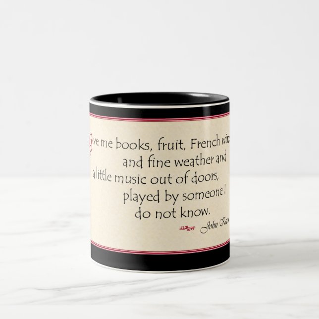 2 Couleurs Tasse de citation de livre de John Keats (Centre)