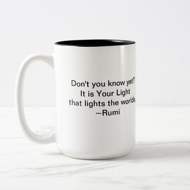 2 Couleurs Tasse de citation de lumière de Rumi (Gauche)
