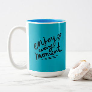 2 Couleurs Tasse de citation motivationnelle simple bleu noir