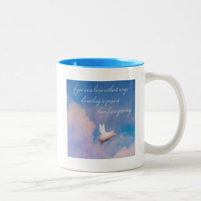 2 Couleurs tasse de cochon volant (Droit)