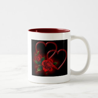 2 Couleurs Tasse de coeur et de roses