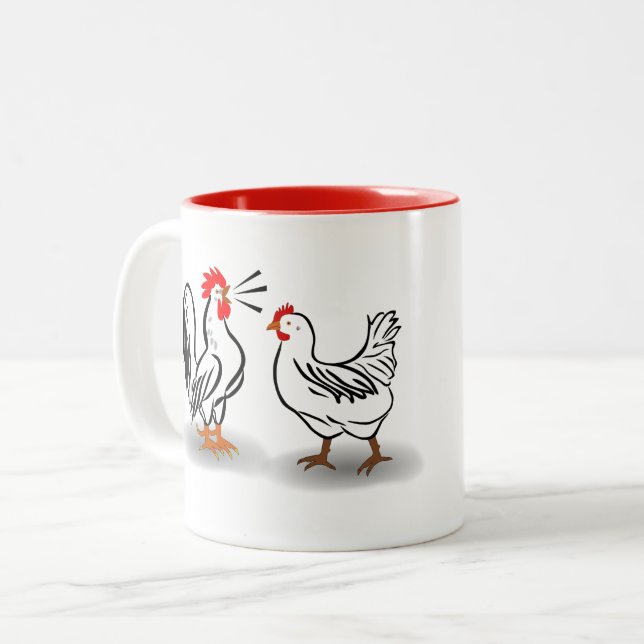 2 Couleurs Tasse de coq et de poule (Devant gauche)