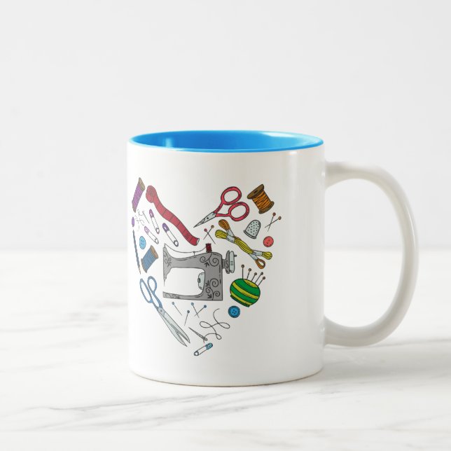 2 Couleurs Tasse de couture de coeur d'outils (Droit)