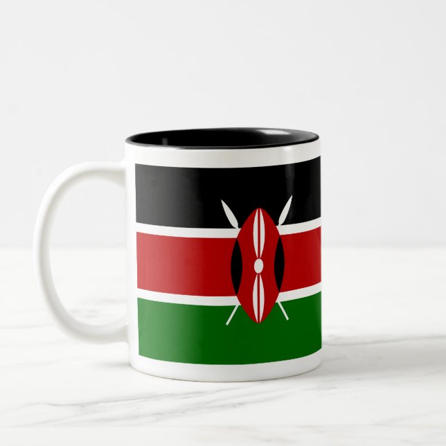 2 Couleurs Tasse de drapeau du Kenya (Gauche)