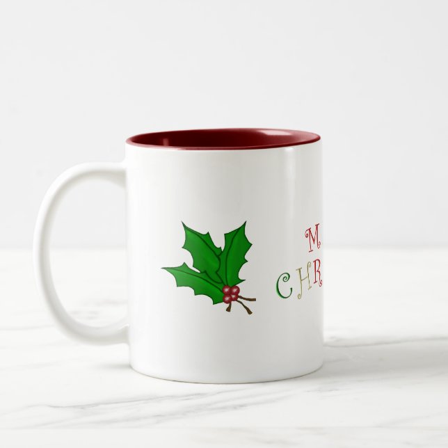 2 Couleurs Tasse de houx de Joyeux Noël (Gauche)