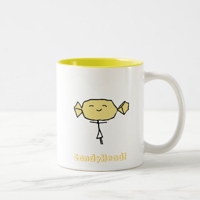 2 Couleurs Tasse de jaune de bonheur de CandyHead (Droit)