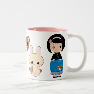 2 Couleurs Tasse de Kawaii Kokeshi
