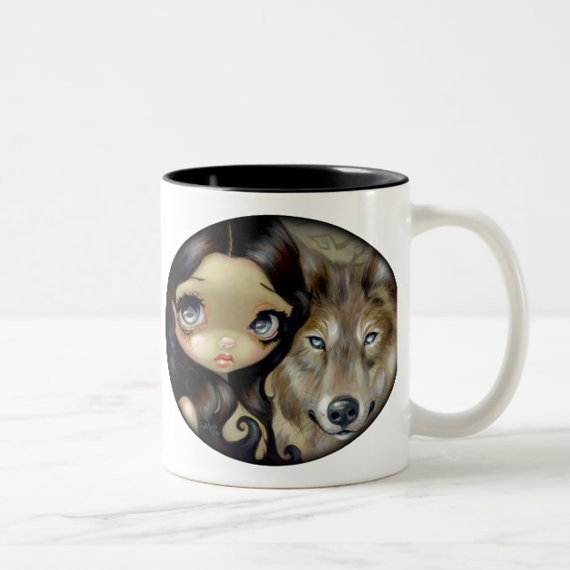 2 Couleurs Tasse "de loup observé par argent" (Droit)