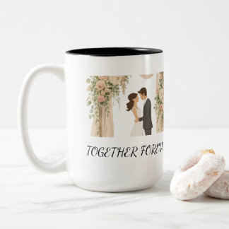 2 Couleurs Tasse de mariage Ensemble pour toujours