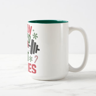 2 Couleurs Tasse de Noël drôle de gym Train Hard Eat Cookies