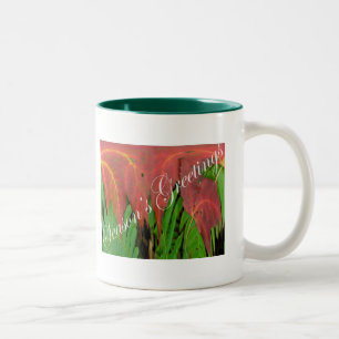 2 Couleurs Tasse de Noël Red Leaf & Fern