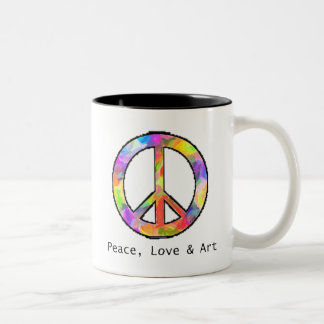 2 Couleurs Tasse de paix, d'amour et d'art