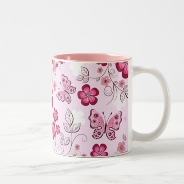 2 Couleurs Tasse de papillons de printemps (Droit)
