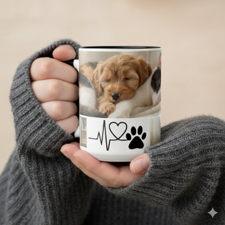 2 Couleurs Tasse de photo d'animal de compagnie avec empreint