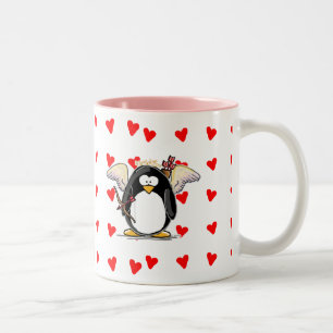 2 Couleurs Tasse de pingouin de cupidon