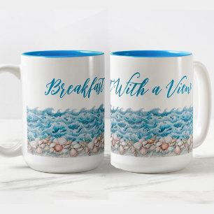 2 Couleurs Tasse de plage Petit-déjeuner avec vue