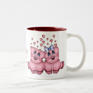 2 Couleurs Tasse de porc d'amour