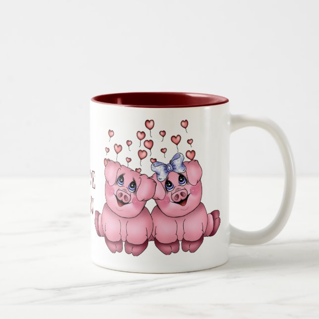 2 Couleurs Tasse de porc d'amour (Droit)