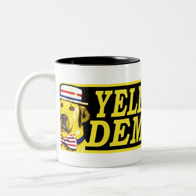 2 Couleurs Tasse de signe de Démocrate de chien jaune (Gauche)