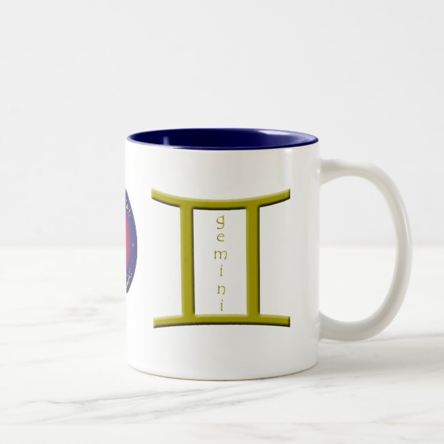 2 Couleurs Tasse de symbole de zodiaque de Gémeaux (Droit)