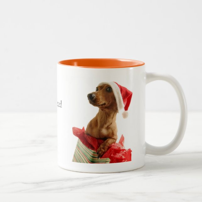 2 Couleurs Tasse de teckel de Noël (Droit)