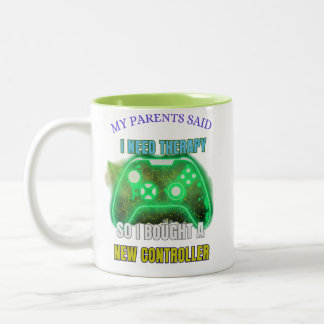 2 Couleurs Tasse de thérapie drôle pour joueurs avec citation