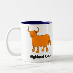 2 Couleurs Tasse de vache écossaise Highland avec slogan