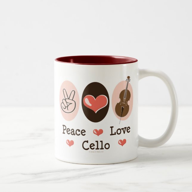 2 Couleurs Tasse de violoncelle d'amour de paix (Droit)