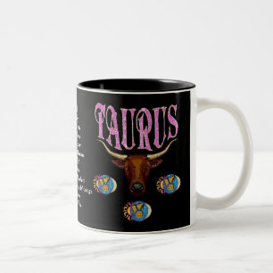 2 Couleurs Tasse de zodiaque de signe de naissance de Taureau