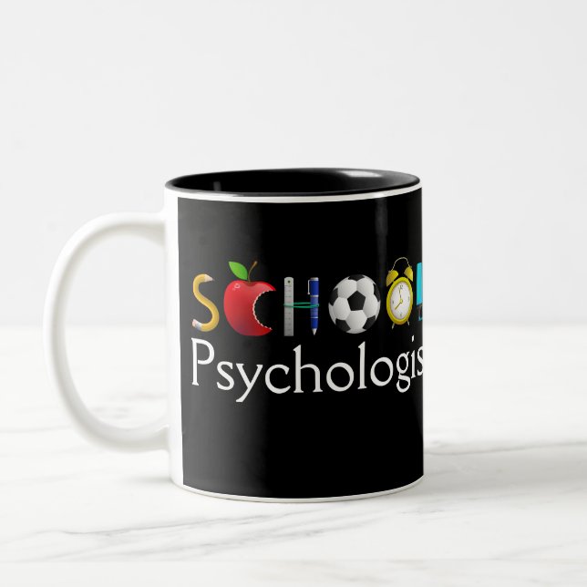 2 Couleurs Tasse d'École-Stupéfaction de psychologue d'école (Gauche)